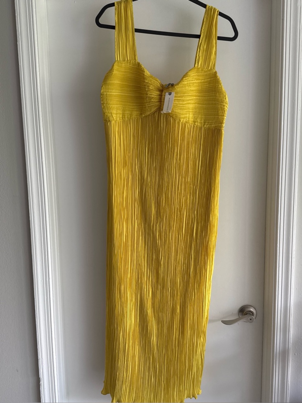 NWT Anthropology Yellow Pleated Midi Dress